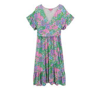 LILLY PULITZER Juliet Ruffle Midi Dress Cherry On Top Size LARGE